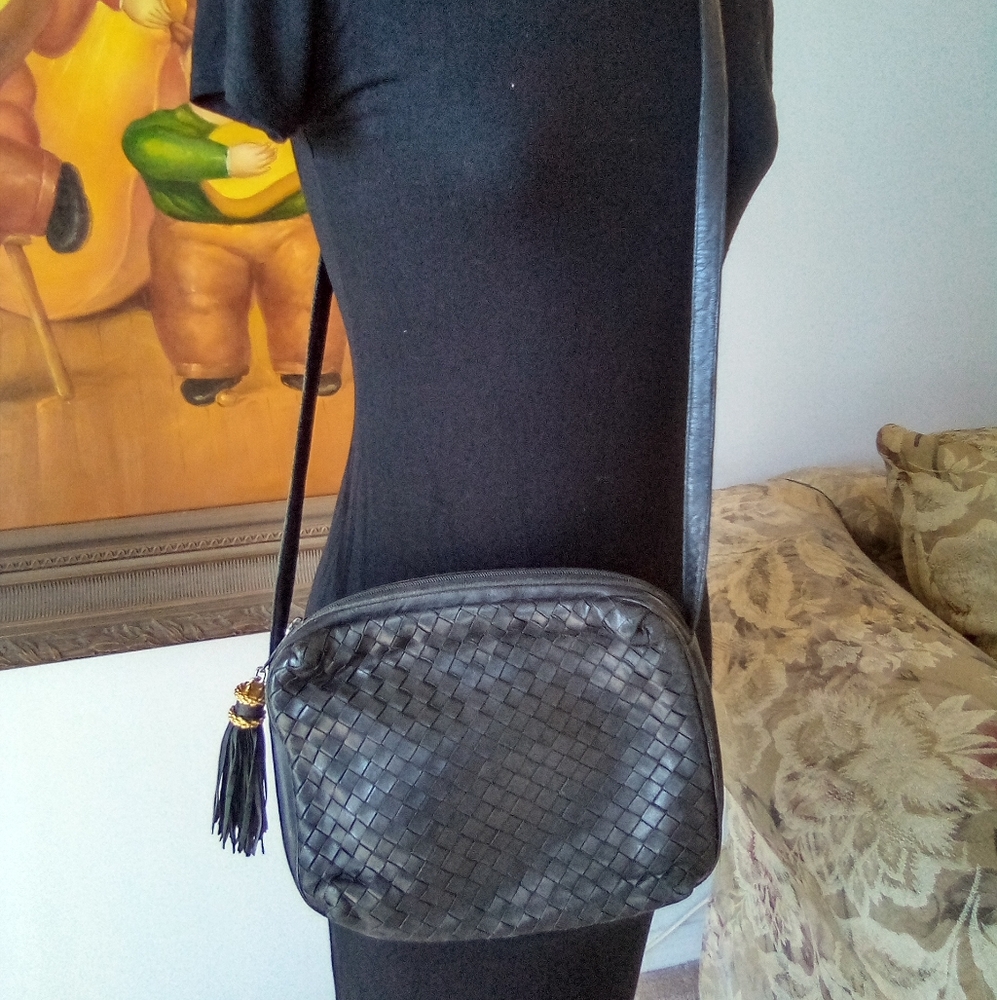 Vintage Jay Woven Leather Crossbody Bag